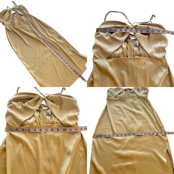 NWT Danielle Bernstein The Halter Dress Gold Satin Convertible Keyhole Small S - Picture 6 of 13